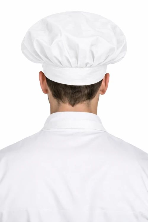 Czapka kucharska szefa kuchni unisex biała widok z tyłu.png