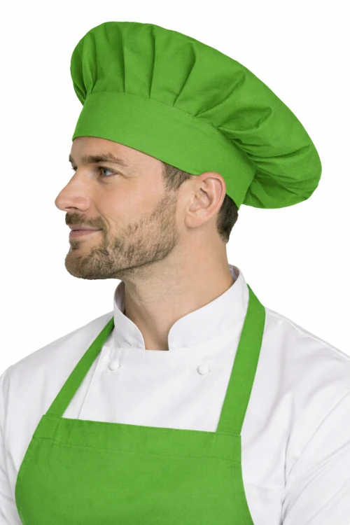 Czapka kucharska szefa kuchni unisex zielona widok z boku.png