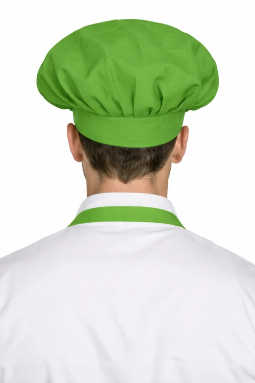 Czapka kucharska szefa kuchni unisex zielona widok z tyłu.png