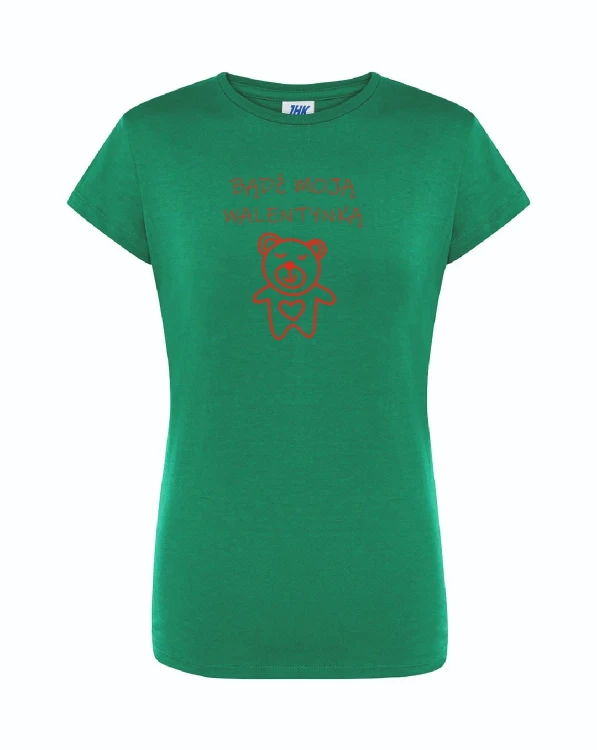 t-shirt-damski-zielony-badz-moja-walentynka-roz-s