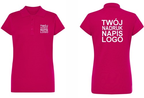 koszulka-polo-damska-fuksja-z-twoim-nadrukiem-logo