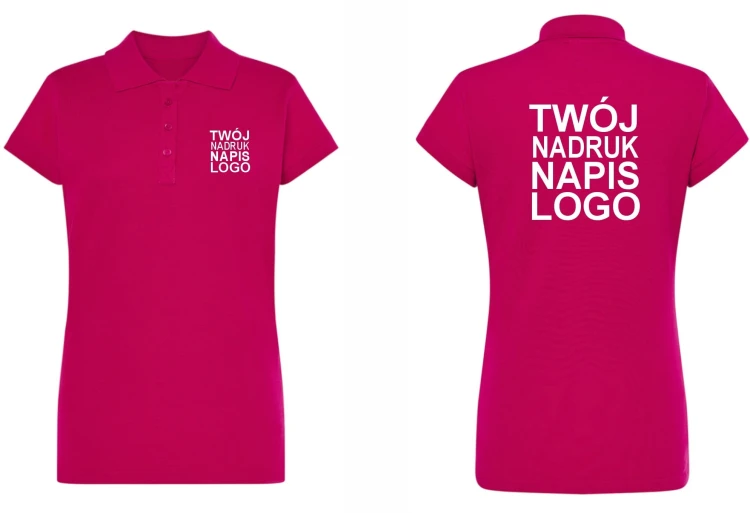 koszulka-polo-damska-fuksja-z-twoim-nadrukiem-logo