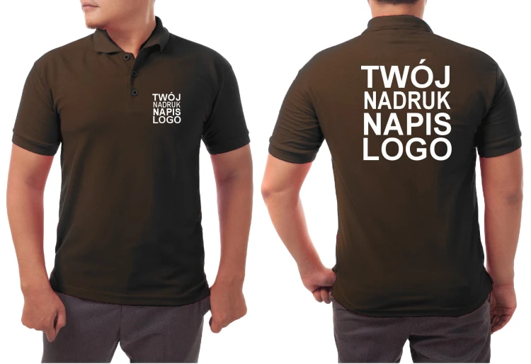 koszulka-polo-meska-brazowa-z-twoim-nadrukiem-logo