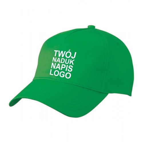 czapka-z-daszkiem-pieciopanelowa-zielona-z-twoim-n