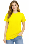 T-shirt damski krótki rękaw bawełna kolor żółty.png