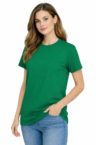 T-shirt damski krótki rękaw bawełna kolor zielony widok z boku.png