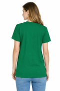 T-shirt damski krótki rękaw bawełna kolor zielony widok z tyłu.png