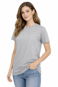 T-shirt damski krótki rękaw bawełna kolor szary widok z boku.png