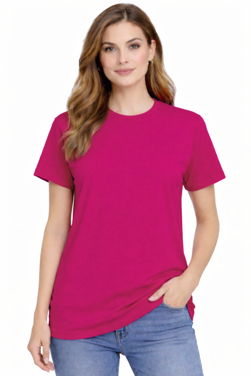 T-shirt damski krótki rękaw  bawełna kolor różowy.png