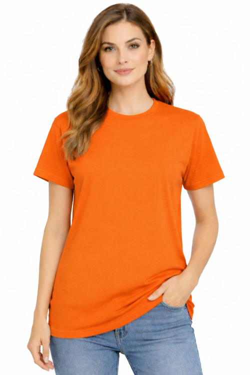 T-shirt damski krótki rękaw bawełna kolor pomarańczowy.png