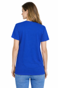 T-shirt damski krótki rękaw  bawełna kolor chabrowy widok z tyłu.png