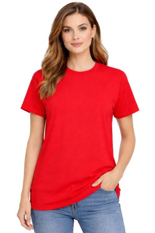 T-shirt damski krótki rękaw  bawełna kolor czerwony.png
