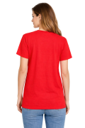 T-shirt damski krótki rękaw bawełna kolor czerwony widok z tyłu.png