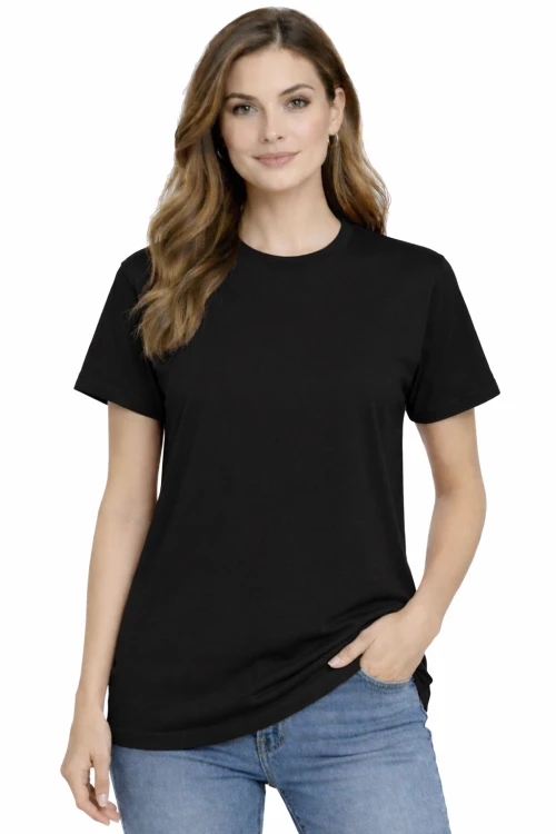 T-shirt damski krótki rękaw bawełna kolor czarny.png
