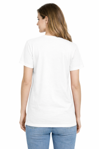 T-shirt damski krótki rękaw bawełna kolor biały widok z tyłu.png