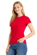 T-shirt damski krótki rękaw kolor czerwony widok z boku.png