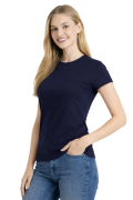 T-shirt damski krótki rękaw kolor granatowy widok z boku.png