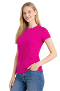 T-shirt damski krótki rękaw kolor fuksja widok z boku.png
