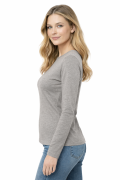 T-shirt damski z długim rekawem kolor szary widok z boku.png