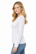 T-shirt damski z długim rekawem kolor biały widok z boku.png