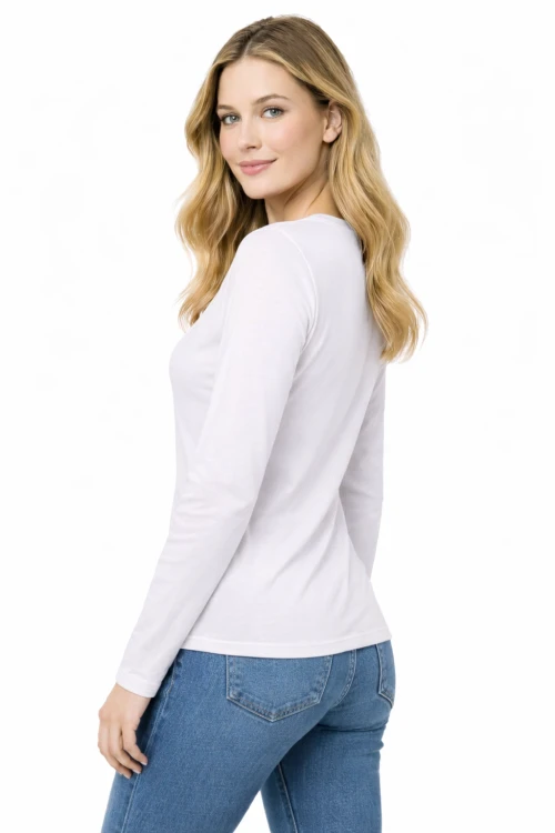 T-shirt damski z długim rekawem kolor biały widok z tyłu.png