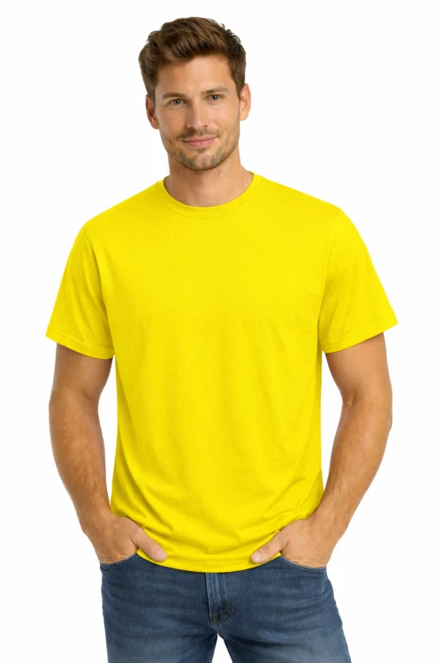 T-shirt męski krótki rękaw bawełna kolor żółty.png