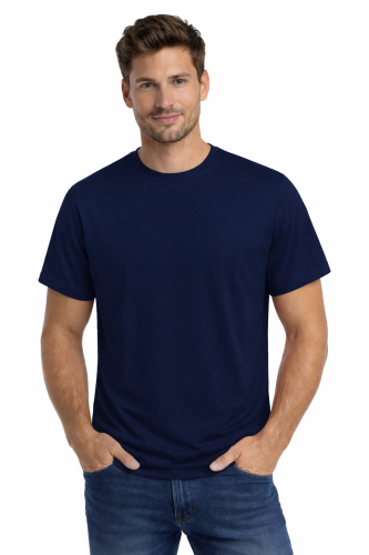 T-shirt męski krótki rękaw bawełna kolor granatowy.png