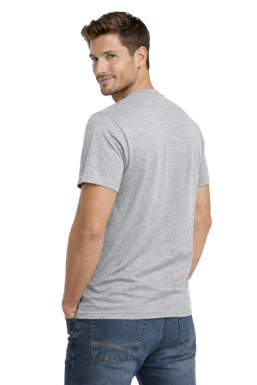 T-shirt męski krótki rękaw bawełna kolor szary widok z tyłu.png