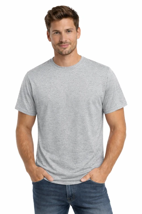 T-shirt męski krótki rękaw bawełna kolor szary.png