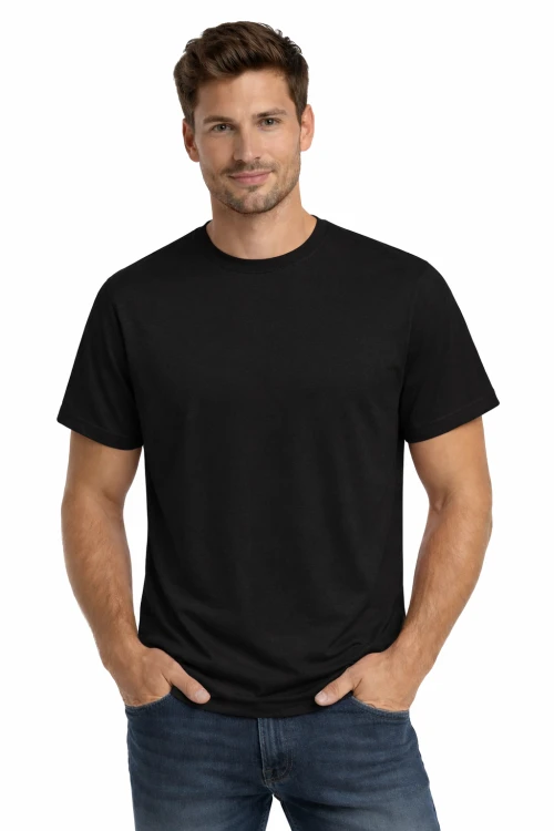 T-shirt męski krótki rękaw bawełna kolor czarny.png