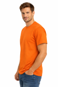 T-shirt męski krótki rękaw bawełna kolor pomarańczowy widok z boku.png
