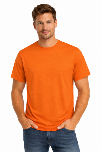 T-shirt męski krótki rękaw bawełna kolor pomarańczowy.png