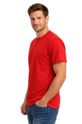 T-shirt męski krótki rękaw bawełna kolor czerwony widok z boku.png