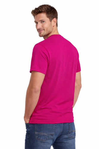 T-shirt męski krótki rękaw bawełna kolor różowy widok z tyłu.png