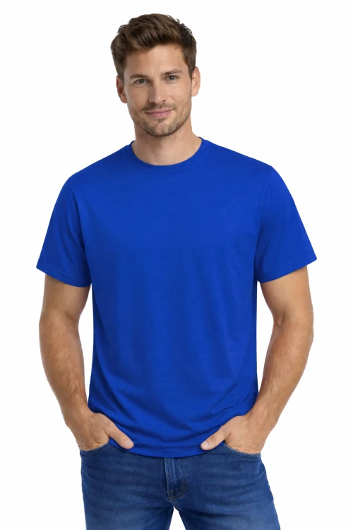 T-shirt męski krótki rękaw bawełna kolor chabrowa.png