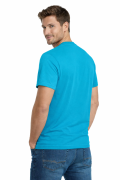 T-shirt męski krótki rękaw bawełna kolor turkusowy widok z tyłu.png