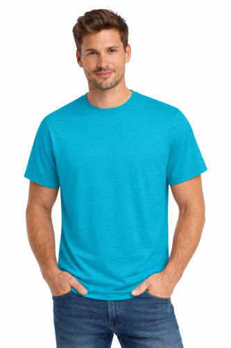 T-shirt męski krótki rękaw bawełna kolor turkusowy.png