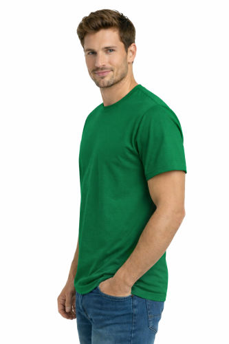 T-shirt męski krótki rękaw bawełna kolor zielony widok z boku.png