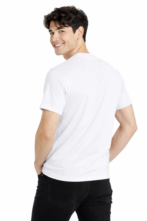 T-shirt męski z krótkim rękawem gramatura 190g biały widok z tyłu.png