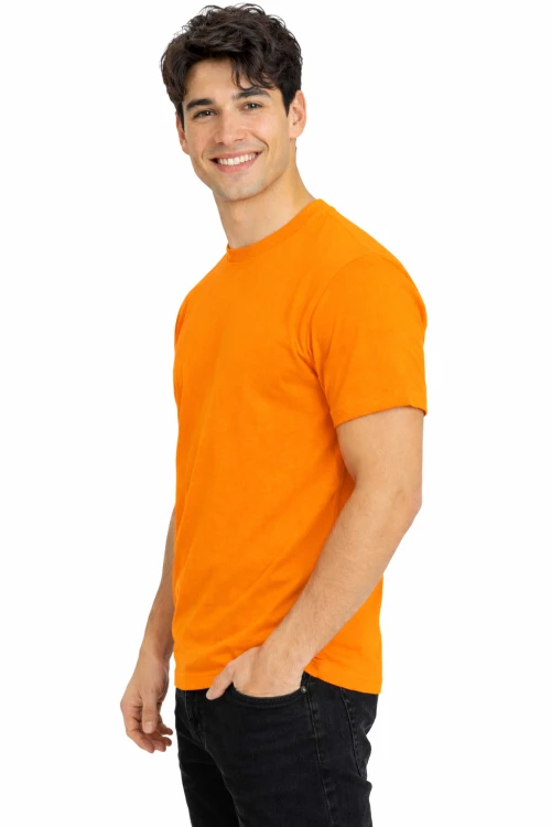 T-shirt męski z krótkim rękawem gramatura 190g pomarańczowy widok z boku.png