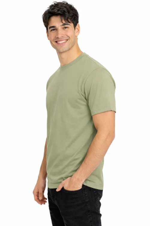 T-shirt męski z krótkim rękawem gramatura 190g pistacjowy widok z boku.png