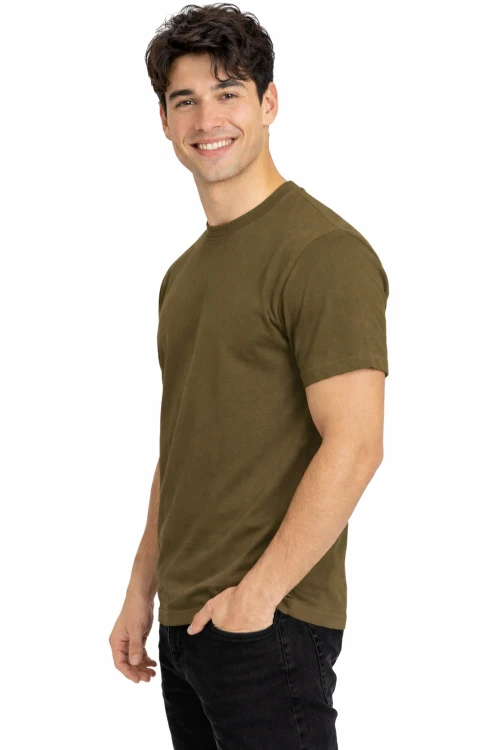 T-shirt męski z krótkim rękawem gramatura 190g oliwkowy widok z boku.png