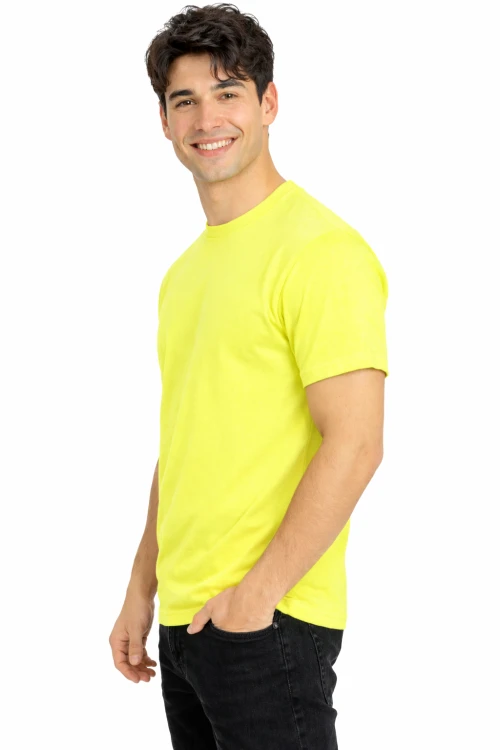 T-shirt męski z krótkim rękawem gramatura 190g cytrynowy widok z boku.png