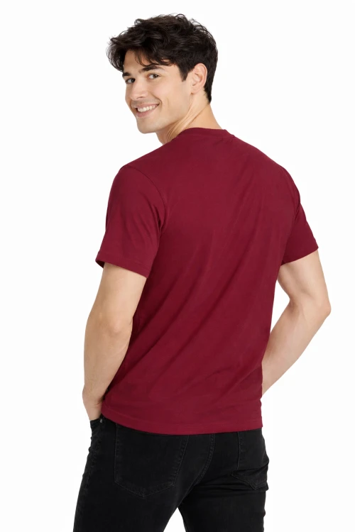 T-shirt męski z krótkim rękawem gramatura 190g bordowy widok z tyłu.png