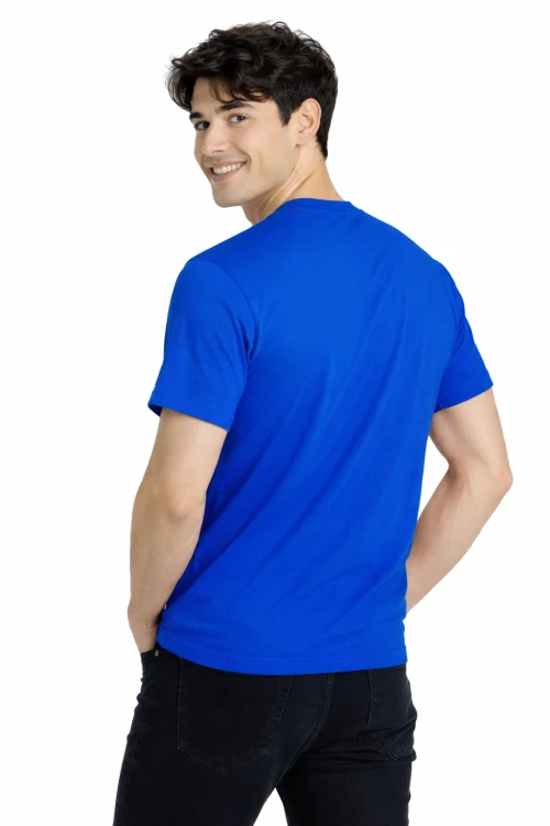 T-shirt męski z krótkim rękawem gramatura 190g chabrowy widok z tyłu.png