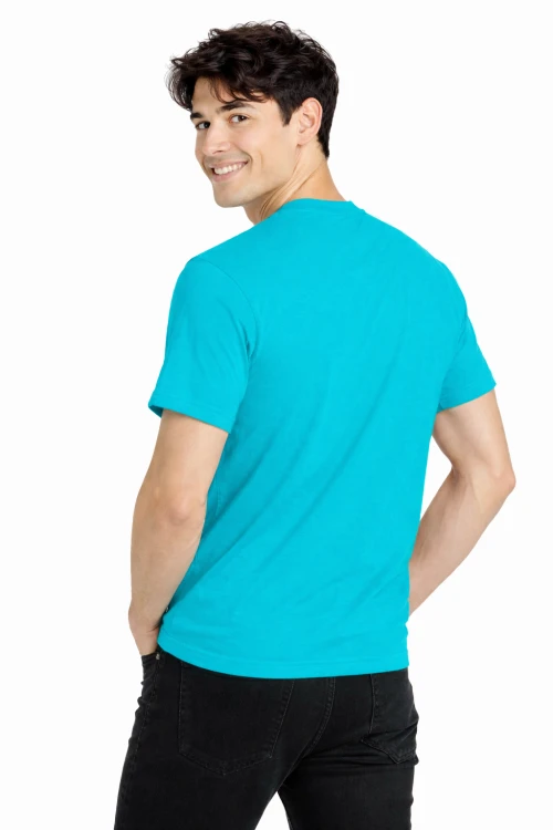 T-shirt męski z krótkim rękawem gramatura 190g turkusowy widok z tyłu.png