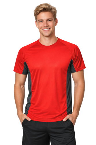 Koszulka sportowa z ciemnymi wstawkami bocznymi kolor czerwony.png