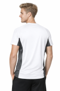 Koszulka sportowa z ciemnymi wstawkami bocznymi kolor biały widok z tyłu.png