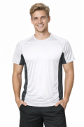 Koszulka sportowa z ciemnymi wstawkami bocznymi kolor biały.png