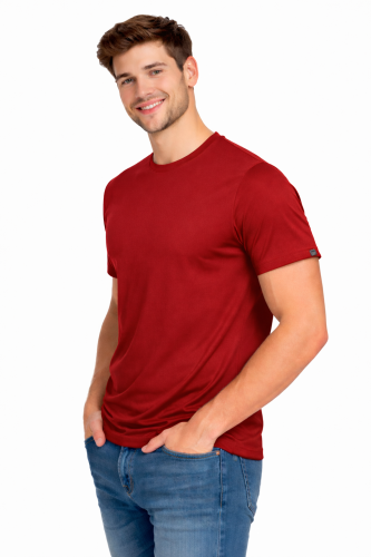 Koszulka sportowa z krótkim rękawem IMOLA czerwona widok z boku.png